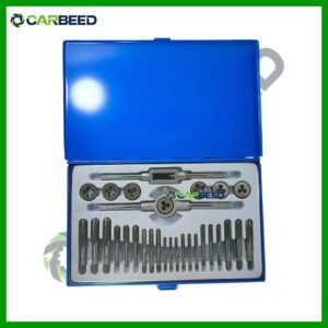 شنطة ذكور قلاوظ ولقم قلاوظ 3–12 مم – علبة صاج 30 قطعة - Tap and Die Set 3–12 mm – 30 Pieces – Metal Case